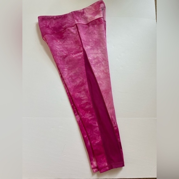 Zyia Active Pink Marble Tie Dye Hendrix Mesh Capri Leggings Size 8-10 - Picture 4 of 7